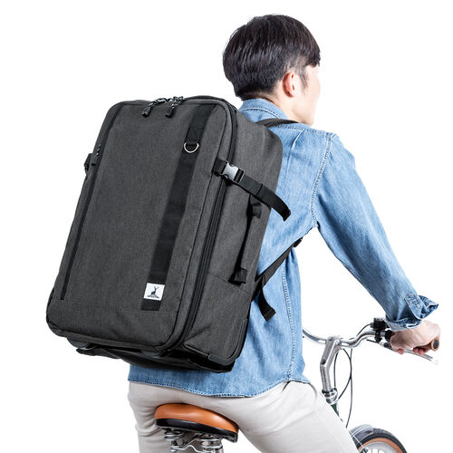 キャリーリュック（ソフトキャリー・レディース・メンズ・機内持ち込み・2WAY・大容量・ビジネス・おしゃれ・おすすめ・グレー・防災・防災バック・非常持ち出し袋）BAGCR007BK