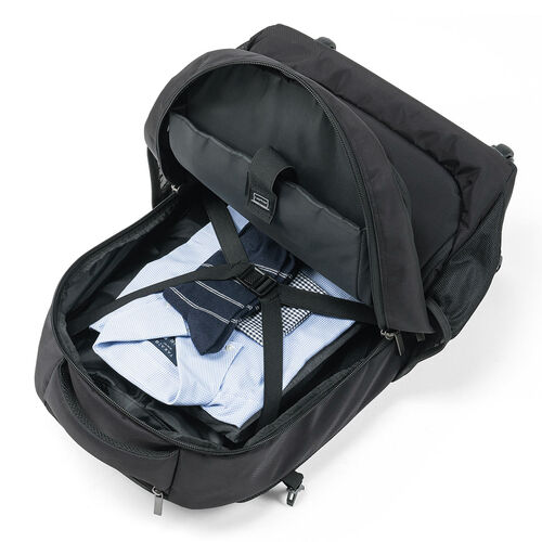 キャリーリュック（キャリーバッグ・2WAY・トロリー・4輪・ビジネスリュック・35リットル・ブラック）