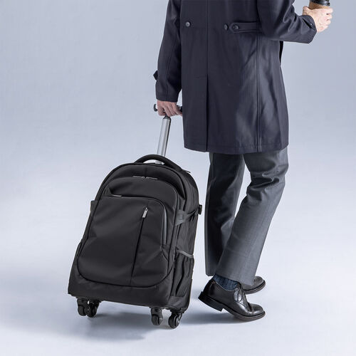 キャリーリュック（キャリーバッグ・2WAY・トロリー・4輪・ビジネスリュック・35リットル・ブラック）