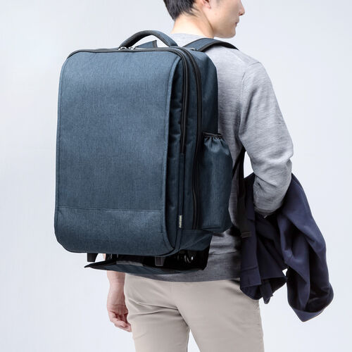 キャリーリュック（リュックキャリー・キャリーバッグ・2way・35L・キャリーバッグ・ビジネスリュック・機内持ち込み・ネイビー・防災・防災バック・非常持ち出し袋）