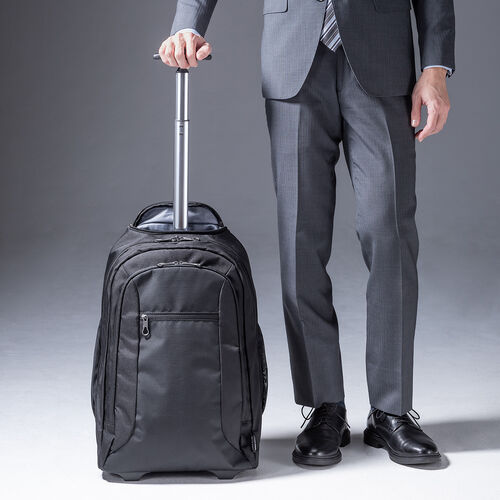 キャリーバッグ（リュック機能・T字ハンドル・1本軸キャリーバー・2WAY・ビジネス・機内持ち込み・スーツケース・撥水・軽量・旅行・出張・1泊2日・ブラック）