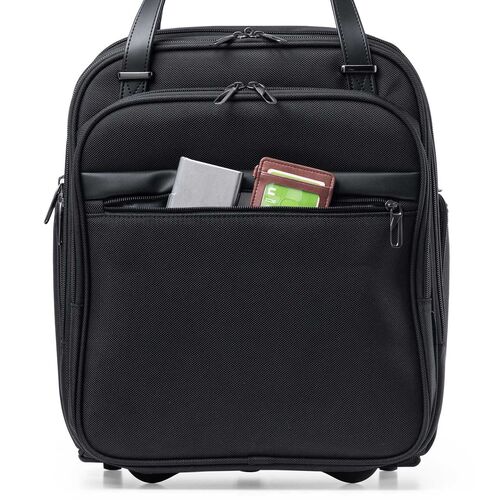 スリムキャリーバッグ（ビジネスバッグ・大容量・22L・縦長・小型・機内持ち込み・2輪・旅行・出張・撥水・メンズ・ブラック）