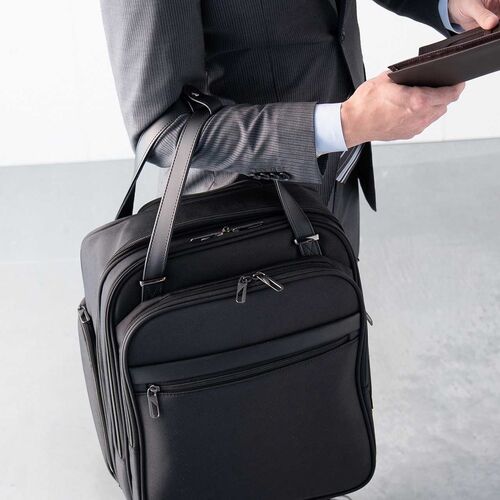 スリムキャリーバッグ（ビジネスバッグ・大容量・22L・縦長・小型・機内持ち込み・2輪・旅行・出張・撥水・メンズ・ブラック）