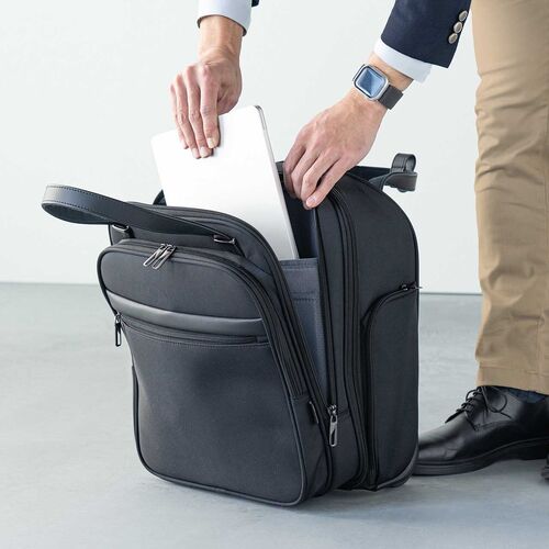スリムキャリーバッグ（ビジネスバッグ・大容量・22L・縦長・小型・機内持ち込み・2輪・旅行・出張・撥水・メンズ・ブラック）