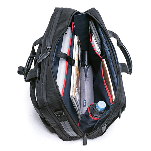 バッグ（ショルダー・リュック・ビジネス・メンズ・大容量・コーデュラ使用・テフロン加工・撥水・23.5L・Lサイズ・ブラック）