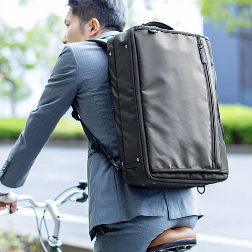 バッグ（ショルダー・リュック・ビジネス・メンズ・大容量・コーデュラ使用・テフロン加工・撥水・23.5L・Lサイズ・ブラック）