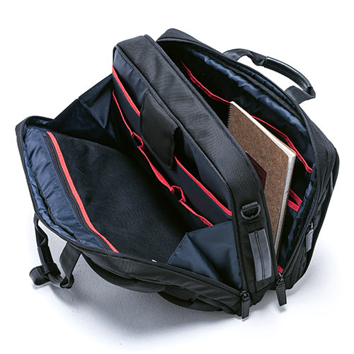 バッグ（ショルダー・リュック・ビジネス・メンズ・大容量・コーデュラ使用・テフロン加工・撥水・23.5L・Lサイズ・ブラック）