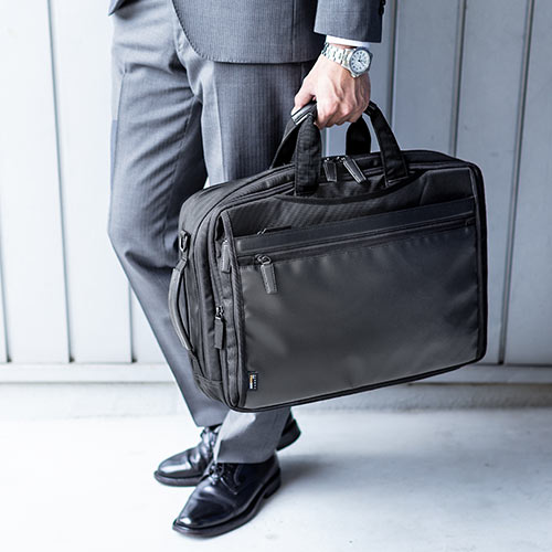 バッグ（ショルダー・リュック・ビジネス・メンズ・大容量・コーデュラ使用・テフロン加工・撥水・23.5L・Lサイズ・ブラック）