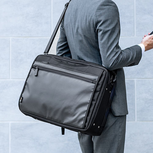 バッグ（ショルダー・リュック・ビジネス・メンズ・大容量・コーデュラ使用・テフロン加工・撥水・23.5L・Lサイズ・ブラック）