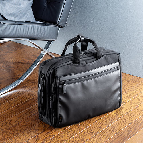 バッグ（ショルダー・リュック・ビジネス・メンズ・大容量・コーデュラ使用・テフロン加工・撥水・23.5L・Lサイズ・ブラック）