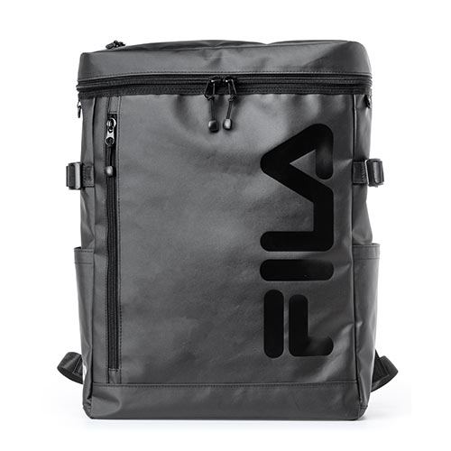 リュック（FILA・大容量24L・黒・メンズ・レディース・スクエア型・バックパック・通学・通勤）