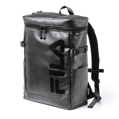 リュック（FILA・大容量24L・黒・メンズ・レディース・スクエア型・バックパック・通学・通勤）