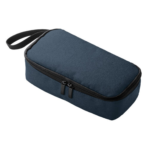 ガジェットポーチ（トラベルポーチ・旅行・出張・収納・整理・小物入れ・内寸21cm・奥行11cm・5ポケット・ストラップ付・ネイビー）