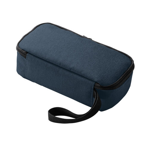 ガジェットポーチ（トラベルポーチ・旅行・出張・収納・整理・小物入れ・内寸21cm・奥行11cm・5ポケット・ストラップ付・ネイビー）