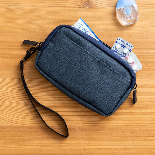 ガジェットポーチ（モバイルバッテリー・Wi-Fiルーター・iPhone・ケーブル収納・Sサイズ・ネイビー）