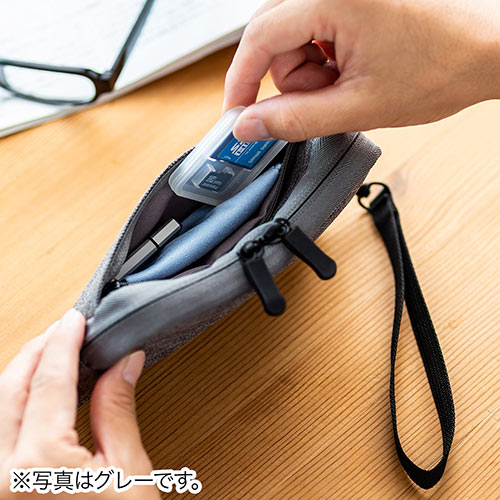 ガジェットポーチ（モバイルバッテリー・Wi-Fiルーター・iPhone・ケーブル収納・Sサイズ・ネイビー）