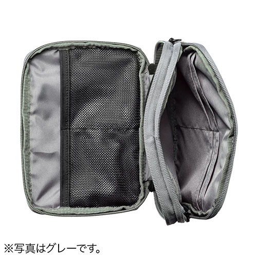 ポーチ（トラベルポーチ・ガジェットポーチ・小物入れ・おしゃれ・大容量・人気・おすすめ・男性・仕切り・収納・便利・持ち運び・ファスナーガード・ストラップ・ネイビー）BAGIN013NV