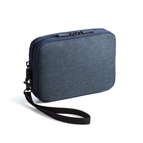 ポーチ（トラベルポーチ・ガジェットポーチ・小物入れ・おしゃれ・大容量・人気・おすすめ・男性・仕切り・収納・便利・持ち運び・ファスナーガード・ストラップ・ネイビー）BAGIN013NV