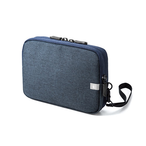 ポーチ（トラベルポーチ・ガジェットポーチ・小物入れ・おしゃれ・大容量・人気・おすすめ・男性・仕切り・収納・便利・持ち運び・ファスナーガード・ストラップ・ネイビー）BAGIN013NV