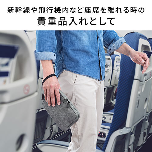 ポーチ（トラベルポーチ・ガジェットポーチ・小物入れ・おしゃれ・大容量・人気・おすすめ・男性・仕切り・収納・便利・持ち運び・ファスナーガード・ストラップ・ネイビー）BAGIN013NV