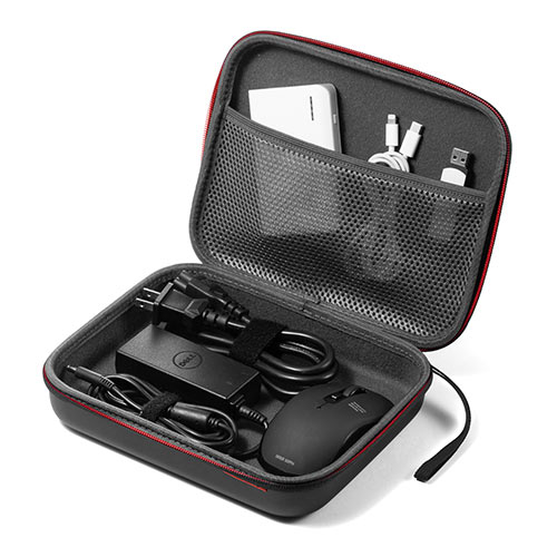 ポーチ（トラベルポーチ・ガジェットポーチ・小物入れ・おしゃれ・大容量・人気・おすすめ・男性・仕切り・収納・便利・持ち運び・黒・セミハード）AGIN015BK