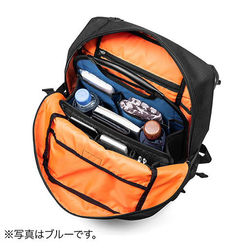 バッグインバッグ（リュック用・フェルト・軽量・縦型・15ポケット・自立可能・A4収納可能・ベージュ/グレー）