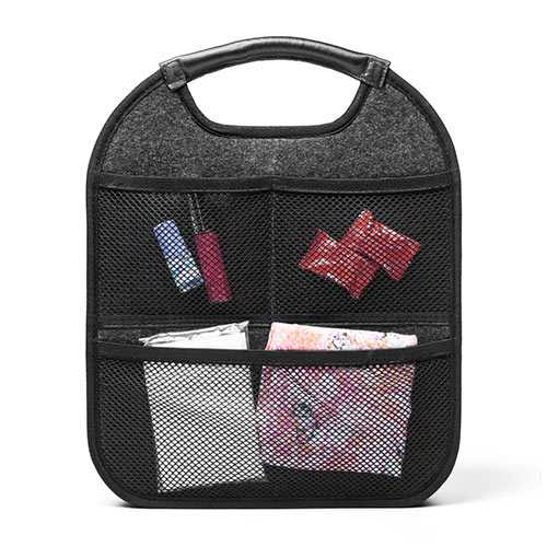 バッグインバッグ（リュック用・フェルト・軽量・縦型・15ポケット・自立可能・A4収納可能・ベージュ/グレー）