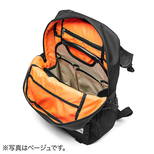 バッグインバッグ（リュック用・フェルト・軽量・縦型・15ポケット・自立可能・A4収納可能・ブルー/グレー）