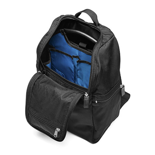 バッグインバッグ（リュック用・フェルト・軽量・縦型・15ポケット・自立可能・A4収納可能・ブルー/グレー）