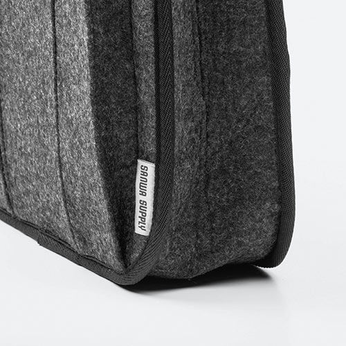 バッグインバッグ（リュック用・フェルト・軽量・縦型・15ポケット・自立可能・A4収納可能・ブルー/グレー）