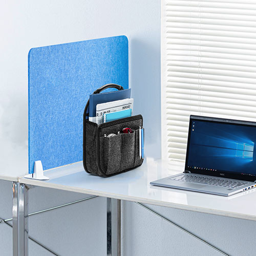 バッグインバッグ（リュック用・フェルト・軽量・縦型・15ポケット・自立可能・A4収納可能・ブルー/グレー）