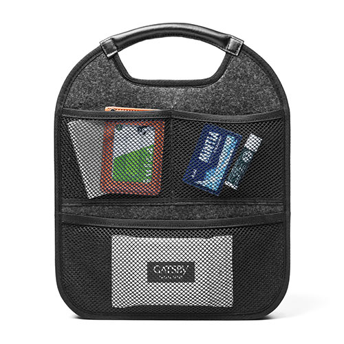 バッグインバッグ（リュック用・フェルト・軽量・縦型・15ポケット・自立可能・A4収納可能・ブルー/グレー）