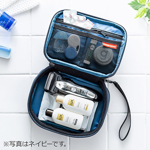 ポーチ（トラベルポーチ・ガジェットポーチ・小物入れ・おしゃれ・大容量・人気・おすすめ・男性・仕切り・収納・便利・持ち運び・ストラップ・グレー）BAGIN018GY