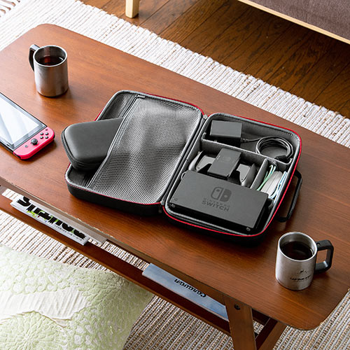 ポーチ（トラベルポーチ・ガジェットポーチ・小物入れ・おしゃれ・大容量・人気・おすすめ・男性・仕切り・収納・便利・持ち運び・黒・セミハード）BAGIN023BK