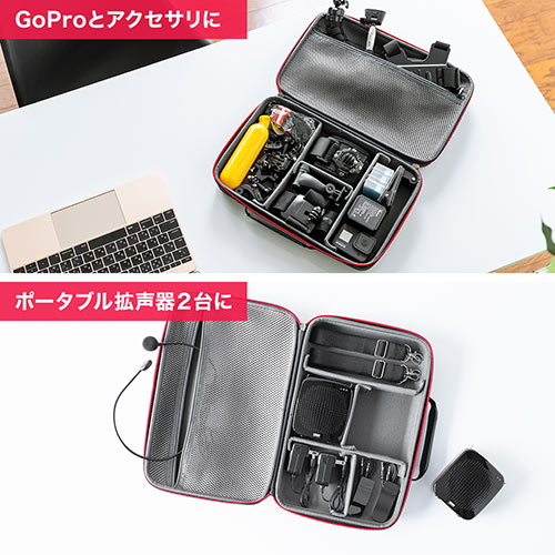 ポーチ（トラベルポーチ・ガジェットポーチ・小物入れ・おしゃれ・大容量・人気・おすすめ・男性・仕切り・収納・便利・持ち運び・黒・セミハード）BAGIN023BK