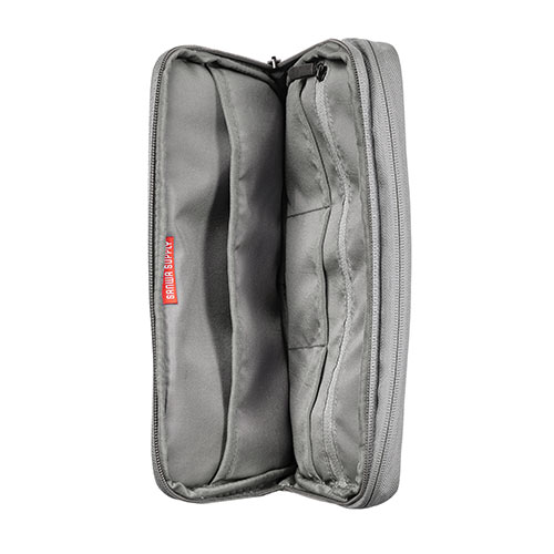 ポーチ（トラベルポーチ・ガジェットポーチ・小物入れ・おしゃれ・大容量・人気・おすすめ・男性・仕切り・収納・便利・持ち運び・2層式・B5サイズ・グレー）BAGIN024GY