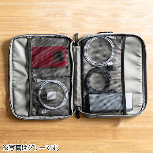 ポーチ（トラベルポーチ・ガジェットポーチ・小物入れ・おしゃれ・大容量・人気・おすすめ・男性・仕切り・収納・便利・持ち運び・ネイビー）BAGIN024NV