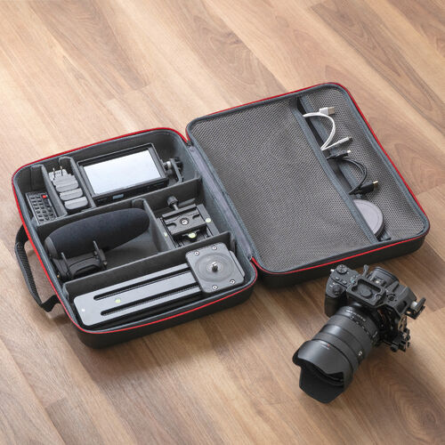 ポーチ（トラベルポーチ・ガジェットポーチ・小物入れ・おしゃれ・大容量・人気・おすすめ・男性・仕切り・収納・便利・持ち運び・セミハード・フルオープンファスナー・黒）BAGIN028BK