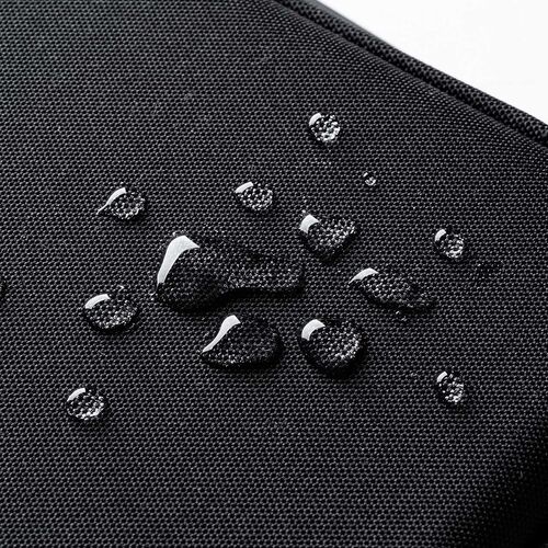 セミハードトラベルポーチ（ダブルルーム・ガジェット収納ケース・ダブルファスナー・出張・旅行・メッシュ・ポケット・ブラック）