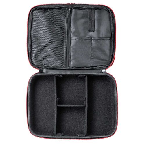 セミハードトラベルポーチ（ダブルルーム・ガジェット収納ケース・ダブルファスナー・出張・旅行・メッシュ・ポケット・ブラック）