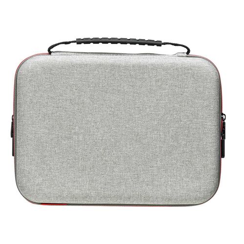 セミハードトラベルポーチ（ダブルルーム・ガジェット収納ケース・ダブルファスナー・出張・旅行・メッシュ・ポケット・グレー）