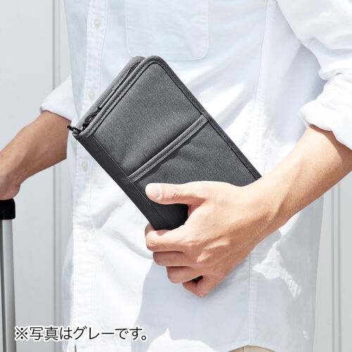 パスポートケース（トラベルオーガナイザー・おしゃれ・大容量・人気・おすすめ・男性・仕切り・収納・便利・スキミング防止・13ポケット・航空券対応・黒）BAGIN032BK