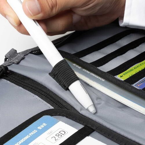 パスポートケース（トラベルオーガナイザー・おしゃれ・大容量・人気・おすすめ・男性・仕切り・収納・便利・スキミング防止・13ポケット・航空券対応・グレー）BAGIN032GY