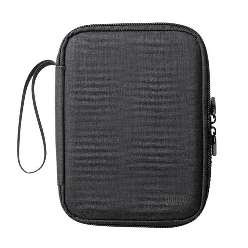 ポーチ（トラベルポーチ・ガジェットポーチ・小物入れ・おしゃれ・大容量・人気・おすすめ・男性・仕切り・収納・便利・持ち運び・フルオープン・薄型・ゴムバンド・黒）BAGIN035BK