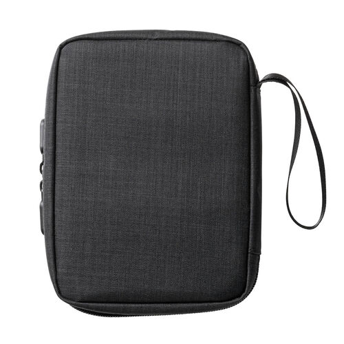 ポーチ（トラベルポーチ・ガジェットポーチ・小物入れ・おしゃれ・大容量・人気・おすすめ・男性・仕切り・収納・便利・持ち運び・フルオープン・薄型・ゴムバンド・黒）BAGIN035BK