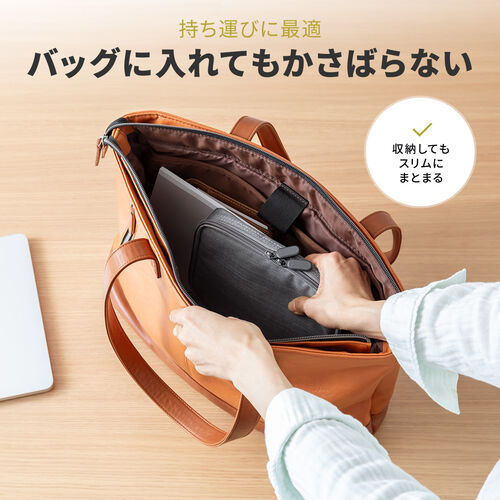 ポーチ（トラベルポーチ・ガジェットポーチ・小物入れ・おしゃれ・大容量・人気・おすすめ・男性・仕切り・収納・便利・持ち運び・フルオープン・薄型・ゴムバンド・黒）BAGIN035BK