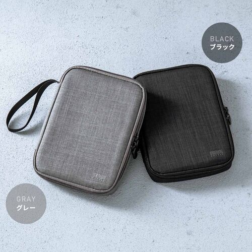 ポーチ（トラベルポーチ・ガジェットポーチ・小物入れ・おしゃれ・大容量・人気・おすすめ・男性・仕切り・収納・便利・持ち運び・フルオープン・薄型・ゴムバンド・黒）BAGIN035BK