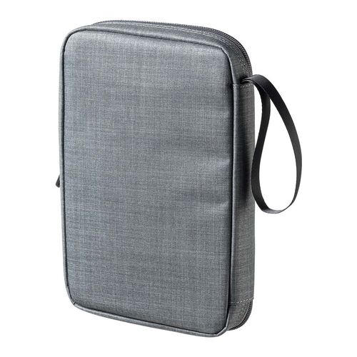 ポーチ（トラベルポーチ・ガジェットポーチ・小物入れ・おしゃれ・大容量・人気・おすすめ・男性・仕切り・収納・便利・持ち運び・フルオープン・薄型・ゴムバンド固定・グレー）BAGIN036GY