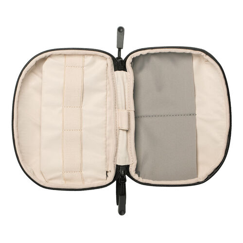 ガジェットポーチ（トラベルポーチ・旅行・出張・収納ポーチ・撥水生地・ダブルファスナー・自立・ブラック）