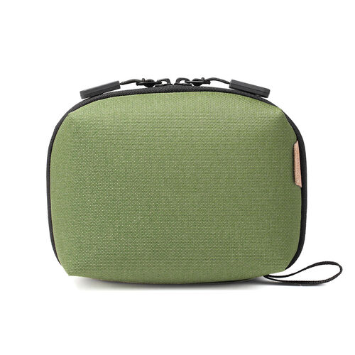 ガジェットポーチ（トラベルポーチ・旅行・出張・収納ポーチ・撥水生地・ダブルファスナー・自立・カーキ）